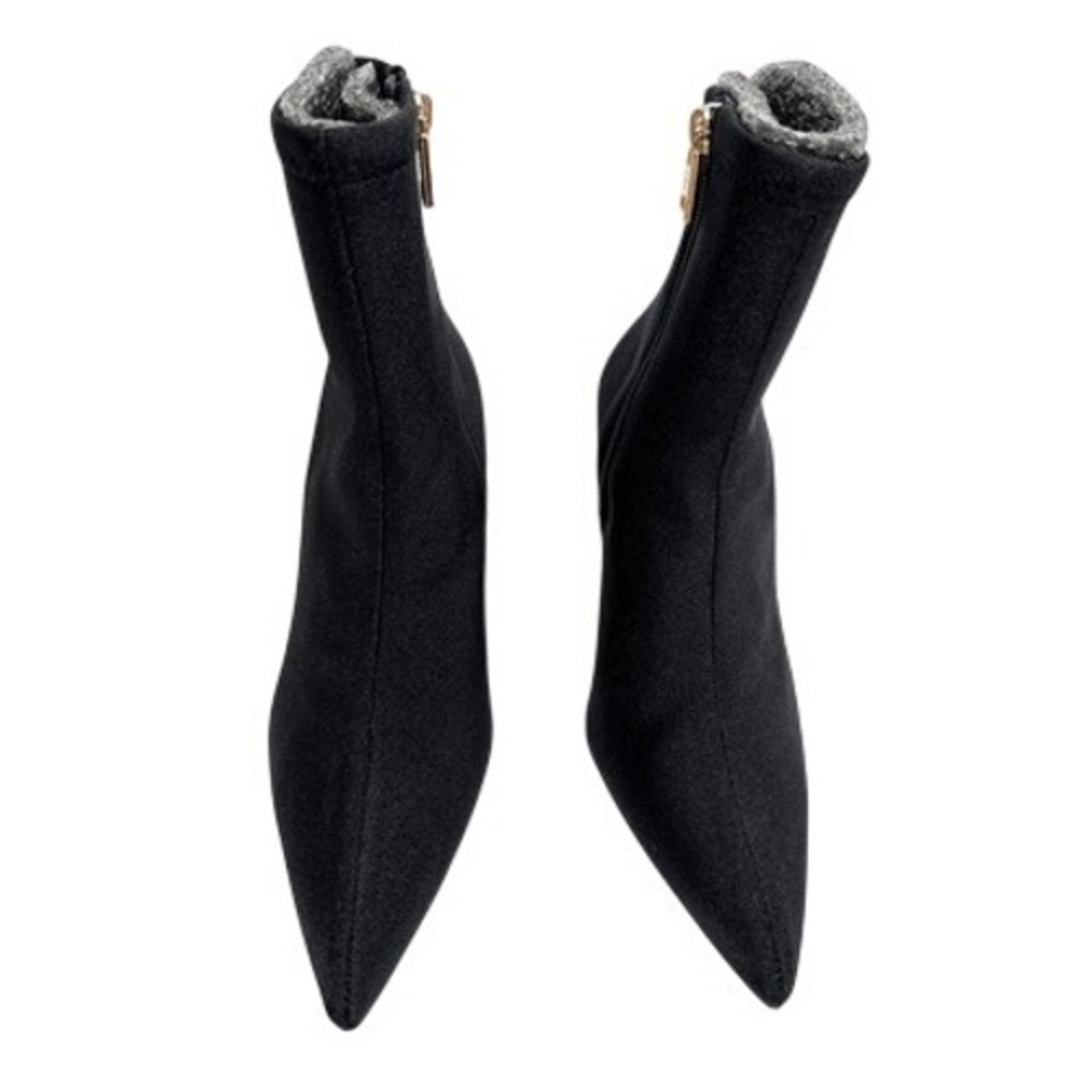 Good American Cinder-Ella Black Scuba Pointed Toe Stiletto Bootie Size 5.5 NEW - Picture 4 of 9
